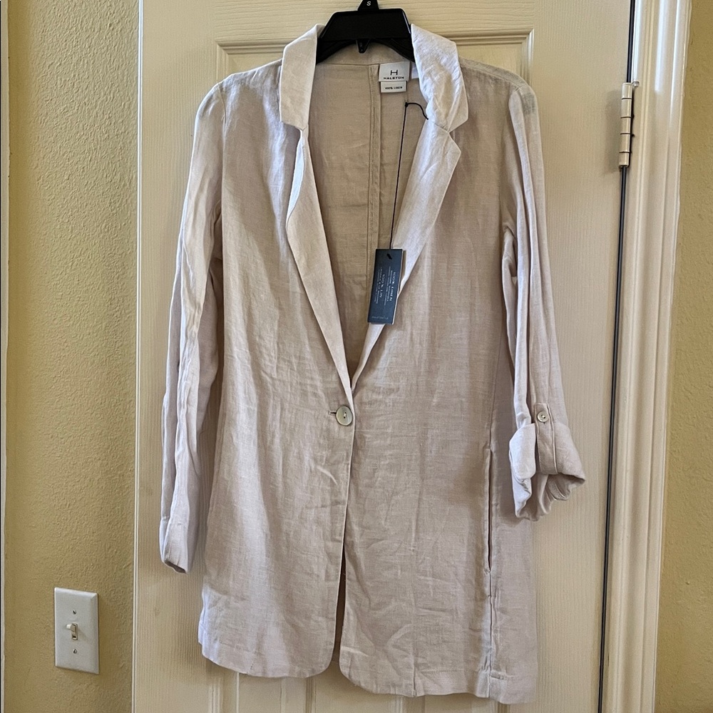 NWT-Halston Cream 100% Linen Blazer-Medium